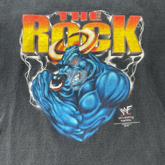 VTG Y2K 2000 WWF THE ROCK DWAYNE JOHNSON SIMPLY ELECTRIFYING T-SHIRT YOUTH Sz L - Picture 3 of 6